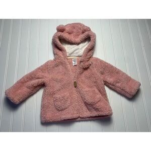 Carter's Pink Fuzzy Bear Ear Hooded Jacket Infant / Toddler 12months